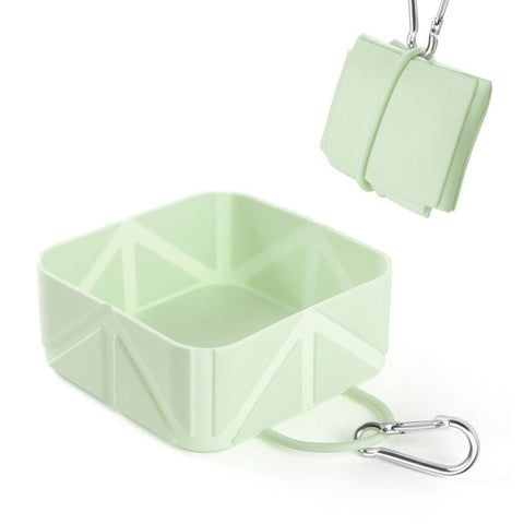 Darrahopens Pet Care > Dog Supplies > Dog Bowls, Feeders & Waterers 2-Pack Green Portable Silicone Pet Travel Bowl - Foldable Outdoor Water & Food Dish for Dogs & Cats - Eco-Friendly, Lightweight & Durable with Aluminum Carabiner for Walking, Hiking & Camping