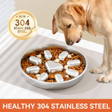 Darrahopens Pet Care > Dog Supplies > Dog Bowls, Feeders & Waterers 2-Pack Reversible Heavy-Duty 304 Stainless Steel Slow Feeder Bowl(23x23x3.5CM) - Anti-Slip/Tip Pet Dish for Dogs & Cats to Prevent Bloating and Choking