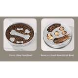 Darrahopens Pet Care > Dog Supplies > Dog Bowls, Feeders & Waterers 2-Piece Stainless Steel Slow Feeder Set for Pets, Reversible, for Cats and Dogs – Paw Design