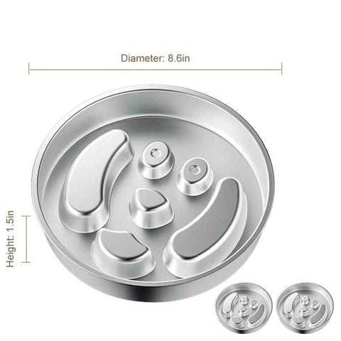 Darrahopens Pet Care > Dog Supplies > Dog Bowls, Feeders & Waterers 2-Piece Stainless Steel Slow Feeder Set for Pets, Reversible, for Cats and Dogs – Puppy Design
