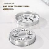 Darrahopens Pet Care > Dog Supplies > Dog Bowls, Feeders & Waterers 2-Piece Stainless Steel Slow Feeder Set for Pets, Reversible, for Cats and Dogs – Puppy Design