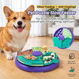 Darrahopens Pet Care > Dog Supplies > Dog Bowls, Feeders & Waterers 3-in-1 Pet Puzzle Slow Feeder Bowl with Multi-Level Rotating Disk - Purple-green