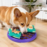 Darrahopens Pet Care > Dog Supplies > Dog Bowls, Feeders & Waterers 3-in-1 Pet Puzzle Slow Feeder Bowl with Multi-Level Rotating Disk - Purple-green