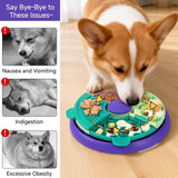 Darrahopens Pet Care > Dog Supplies > Dog Bowls, Feeders & Waterers 3-in-1 Pet Puzzle Slow Feeder Bowl with Multi-Level Rotating Disk - Purple-green