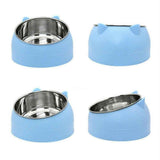 400ml Stainless Steel Tilted Pet Bowl - Non-Slip Raised Feeder for Cats & Dogs Blue