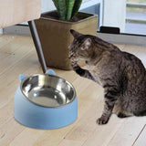 Darrahopens Pet Care > Dog Supplies > Dog Bowls, Feeders & Waterers 400ml Stainless Steel Tilted Pet Bowl - Non-Slip Raised Feeder for Cats & Dogs Blue