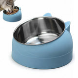 Darrahopens Pet Care > Dog Supplies > Dog Bowls, Feeders & Waterers 400ml Stainless Steel Tilted Pet Bowl - Non-Slip Raised Feeder for Cats & Dogs Blue