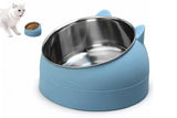 Darrahopens Pet Care > Dog Supplies > Dog Bowls, Feeders & Waterers 400ml Stainless Steel Tilted Pet Bowl - Non-Slip Raised Feeder for Cats & Dogs Blue