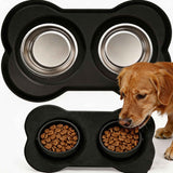 Darrahopens Pet Care > Dog Supplies > Dog Bowls, Feeders & Waterers Anti Tip Stainless Steel Dog Bowl 2 in 2 Food Water Bowl