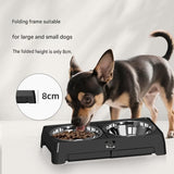 Darrahopens Pet Care > Dog Supplies > Dog Bowls, Feeders & Waterers Black Adjustable Elevated Dog Bowl Stand with Stainless Steel Double Bowls, Foldable Raised Pet Feeding Station for Medium & Large Dogs, Anti-Slip Height Adjustable Food and Water Feeder