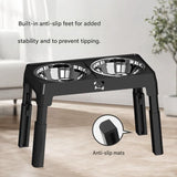 Darrahopens Pet Care > Dog Supplies > Dog Bowls, Feeders & Waterers Black Adjustable Elevated Dog Bowl Stand with Stainless Steel Double Bowls, Foldable Raised Pet Feeding Station for Medium & Large Dogs, Anti-Slip Height Adjustable Food and Water Feeder