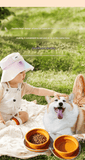 Darrahopens Pet Care > Dog Supplies > Dog Bowls, Feeders & Waterers Brown Portable Collapsible Silicone Pet Bowl - Food Grade Silicone - Dual Bowl Design, Adjustable Height, Lightweight & Compact, Bear Paw Pattern, for Dogs & Cats, Travel Friendly, Easy Clean