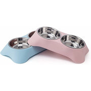 Darrahopens Pet Care > Dog Supplies > Dog Bowls, Feeders & Waterers Double Dog Bowl, Non-Slip Stainless Steel Double Bowl With Spill Proof For Small Dogs And Cats (S, Pink)