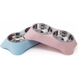 Darrahopens Pet Care > Dog Supplies > Dog Bowls, Feeders & Waterers Double Dog Bowl, Non-Slip Stainless Steel Double Bowl With Spill Proof For Small Dogs And Cats (S, Pink)
