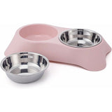 Darrahopens Pet Care > Dog Supplies > Dog Bowls, Feeders & Waterers Double Dog Bowl, Non-Slip Stainless Steel Double Bowl With Spill Proof For Small Dogs And Cats (S, Pink)