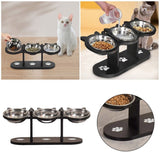 Darrahopens Pet Care > Dog Supplies > Dog Bowls, Feeders & Waterers Elevated 3-Bowl Pet Feeder,15æ\x8e³ Tilted Adjustable Height Stand with Stainless Steel Bowls,Non- Base for Cats and Small Dogs,16.5x6.3in