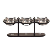 Darrahopens Pet Care > Dog Supplies > Dog Bowls, Feeders & Waterers Elevated 3-Bowl Pet Feeder,15æ\x8e³ Tilted Adjustable Height Stand with Stainless Steel Bowls,Non- Base for Cats and Small Dogs,16.5x6.3in