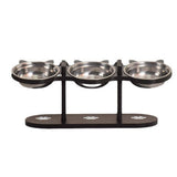 Darrahopens Pet Care > Dog Supplies > Dog Bowls, Feeders & Waterers Elevated 3-Bowl Pet Feeder,15æ\x8e³ Tilted Adjustable Height Stand with Stainless Steel Bowls,Non- Base for Cats and Small Dogs,16.5x6.3in