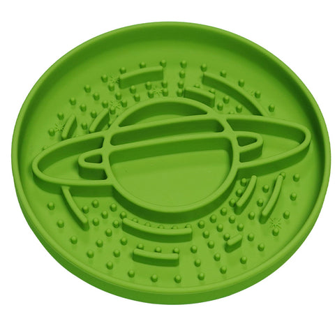 Darrahopens Pet Care > Dog Supplies > Dog Bowls, Feeders & Waterers Green Silicone Planet Slow Feeder Dog Bowl - 2-in-1 Anti-Choke Lick Mat for Healthy Eating & Fun