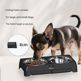 Darrahopens Pet Care > Dog Supplies > Dog Bowls, Feeders & Waterers Grey Adjustable Elevated Dog Bowl Stand with Stainless Steel Double Bowls, Foldable Raised Pet Feeding Station for Medium & Large Dogs, Anti-Slip Height Adjustable Food and Water Feeder
