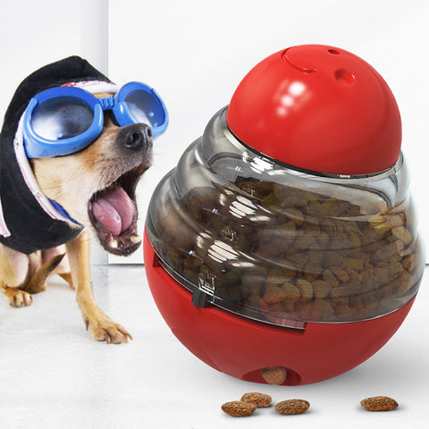 Darrahopens Pet Care > Dog Supplies > Dog Bowls, Feeders & Waterers Interactive Dog Puzzle Feeder with Adjustable Food Dispensing Holes(Red)