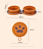 Darrahopens Pet Care > Dog Supplies > Dog Bowls, Feeders & Waterers Light Yellow Portable Collapsible Silicone Pet Bowl - Food Grade Silicone - Dual Bowl Design, Adjustable Height, Lightweight & Compact, Bear Paw Pattern, for Dogs & Cats, Travel Friendly, Easy Clean