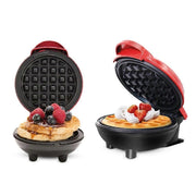 Darrahopens Pet Care > Dog Supplies > Dog Bowls, Feeders & Waterers Mini Waffle Maker - Nonstick Round Red Waffle Machine for Parties, Babies & Holiday Treats