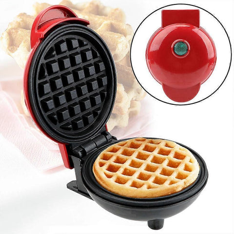 Darrahopens Pet Care > Dog Supplies > Dog Bowls, Feeders & Waterers Mini Waffle Maker - Nonstick Round Red Waffle Machine for Parties, Babies & Holiday Treats