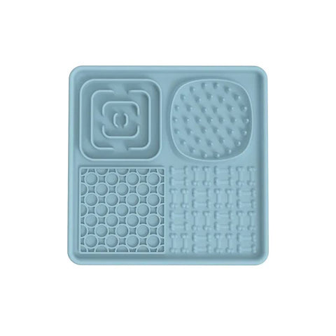 Darrahopens Pet Care > Dog Supplies > Dog Bowls, Feeders & Waterers Multi-Functional Slow Feeder Mat for Dogs- Anti-Slip Lick Pad with Multiple Textures Square 2PCS (Blue & Black)