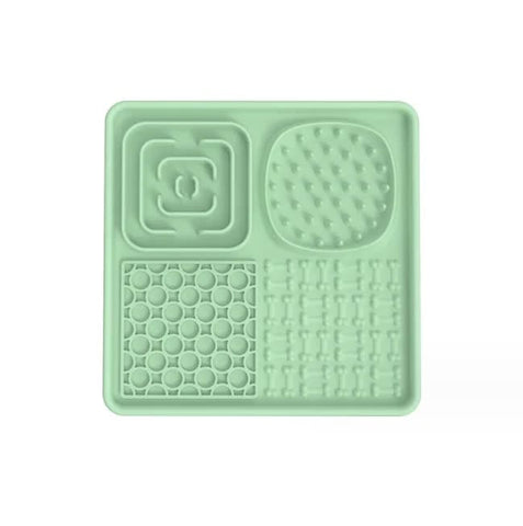 Darrahopens Pet Care > Dog Supplies > Dog Bowls, Feeders & Waterers Multi-Functional Slow Feeder Mat for Dogs- Anti-Slip Lick Pad with Multiple Textures Square 2PCS (Pink & Green)