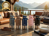 Darrahopens Pet Care > Dog Supplies > Dog Bowls, Feeders & Waterers Pawstock 3-in-1 Insulated Dog Water Bottle with Dual Bowls – 1L Stainless Steel Travel Bottle - Navy