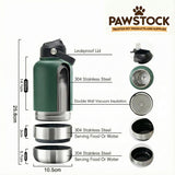 Darrahopens Pet Care > Dog Supplies > Dog Bowls, Feeders & Waterers Pawstock 3-in-1 Insulated Dog Water Bottle with Dual Bowls – 1L Stainless Steel Travel Bottle - Navy