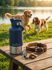 Darrahopens Pet Care > Dog Supplies > Dog Bowls, Feeders & Waterers Pawstock 3-in-1 Insulated Dog Water Bottle with Dual Bowls – 1L Stainless Steel Travel Bottle - Navy