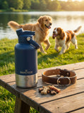 Darrahopens Pet Care > Dog Supplies > Dog Bowls, Feeders & Waterers Pawstock 3-in-1 Insulated Dog Water Bottle with Dual Bowls – 1L Stainless Steel Travel Bottle - Navy