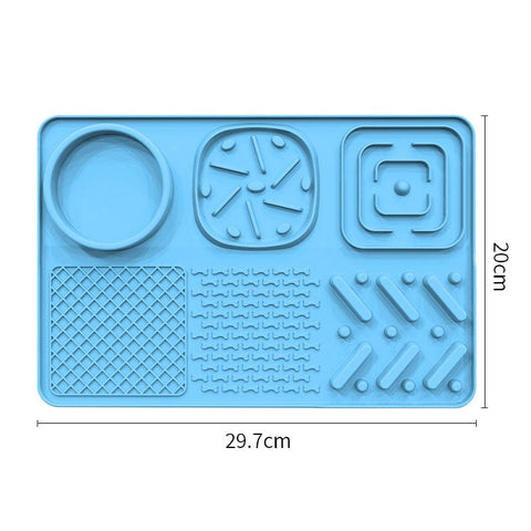 Darrahopens Pet Care > Dog Supplies > Dog Bowls, Feeders & Waterers Pet Slow Feeder Lick Mat with Suction Cups - Anti-Anxiety Dog Feeding Mat(Blue)