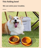 Darrahopens Pet Care > Dog Supplies > Dog Bowls, Feeders & Waterers Portable Silicone Double Pet Bowl - Collapsible Travel Dog Feeder for Food & Water - 2 x 450ml Capacity with Zipper Case - Brown & Pink