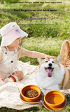 Darrahopens Pet Care > Dog Supplies > Dog Bowls, Feeders & Waterers Portable Silicone Double Pet Bowl - Collapsible Travel Dog Feeder for Food & Water - 2 x 450ml Capacity with Zipper Case - Brown & Pink
