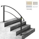 Darrahopens Pet Care > Dog Supplies > Dog Bowls, Feeders & Waterers VEVOR 4-Step Handrail Fits 1 or 4 Steps Matte Black Stair Rail Wrought Iron Handrail with Installation Kit Hand Rails for Outdoor Steps