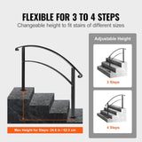 Darrahopens Pet Care > Dog Supplies > Dog Bowls, Feeders & Waterers VEVOR 4-Step Handrail Fits 1 or 4 Steps Matte Black Stair Rail Wrought Iron Handrail with Installation Kit Hand Rails for Outdoor Steps