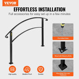 Darrahopens Pet Care > Dog Supplies > Dog Bowls, Feeders & Waterers VEVOR 4-Step Handrail Fits 1 or 4 Steps Matte Black Stair Rail Wrought Iron Handrail with Installation Kit Hand Rails for Outdoor Steps