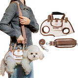 Darrahopens Pet Care > Dog Supplies > Dog Carriers & Crates Beige 4-in-1 Multi-Functional Pet Carrier Bag with Detachable Strap & 1.5M Traction Rope - Lightweight Breathable Travel Sling for Cats & Dogs - Sizes XL(Up to 11.5kg)