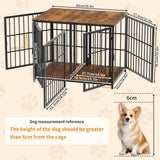 Darrahopens Pet Care > Dog Supplies > Dog Carriers & Crates Fin 4 Doors Ultra Thicken Dog Crate Cage End Table Divided Dog Puppy Kennel F/ 2 Dog