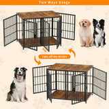 Darrahopens Pet Care > Dog Supplies > Dog Carriers & Crates Fin 4 Doors Ultra Thicken Dog Crate Cage End Table Divided Dog Puppy Kennel F/ 2 Dog