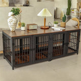 Darrahopens Pet Care > Dog Supplies > Dog Carriers & Crates Fin 4 Doors Ultra Thicken Dog Crate Cage End Table Divided Dog Puppy Kennel F/ 2 Dog