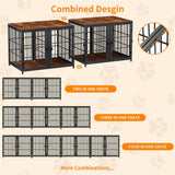 Darrahopens Pet Care > Dog Supplies > Dog Carriers & Crates Fin 4 Doors Ultra Thicken Dog Crate Cage End Table Divided Dog Puppy Kennel F/ 2 Dog