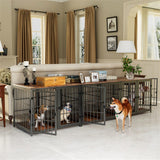 Darrahopens Pet Care > Dog Supplies > Dog Carriers & Crates Fin 4 Doors Ultra Thicken Dog Crate Cage End Table Divided Dog Puppy Kennel F/ 2 Dog