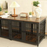 Darrahopens Pet Care > Dog Supplies > Dog Carriers & Crates Fin 4 Doors Ultra Thicken Dog Crate Cage End Table Divided Dog Puppy Kennel F/ 2 Dog