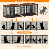 Darrahopens Pet Care > Dog Supplies > Dog Carriers & Crates Fin 4 Doors Ultra Thicken Dog Crate Cage End Table Divided Dog Puppy Kennel F/ 2 Dog
