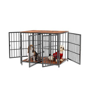 Darrahopens Pet Care > Dog Supplies > Dog Carriers & Crates Fin 4 Doors Ultra Thicken Dog Crate Cage End Table Divided Dog Puppy Kennel F/ 2 Dog
