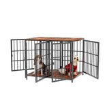 Darrahopens Pet Care > Dog Supplies > Dog Carriers & Crates Fin 4 Doors Ultra Thicken Dog Crate Cage End Table Divided Dog Puppy Kennel F/ 2 Dog